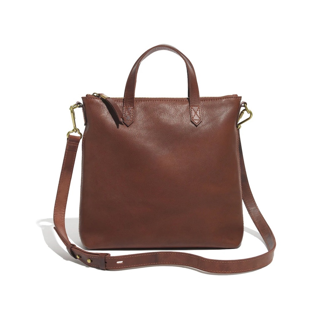 Madewell The Mini Transport Crossbody Bag Leather Pecan Brown Minimal